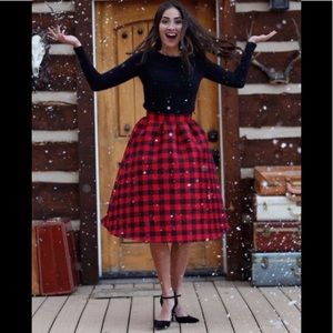 Shabby Apple Red black buffalo plaid skirt size 8
